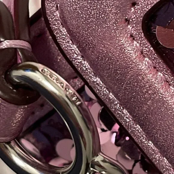 Coach Sequined Flap Clutch Crossbody Lilac Bag/Clutch - Picture 9 of 13